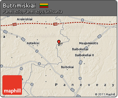 Shaded Relief Map of Butrimiškiai