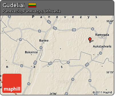 Shaded Relief Map of Gudeliai