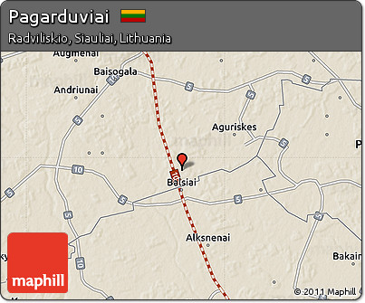 Shaded Relief Map of Pagarduviai