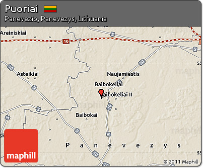 Shaded Relief Map of Puoriai
