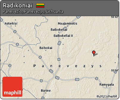 Shaded Relief Map of Radikoniai