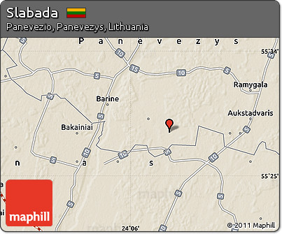 Shaded Relief Map of Slabada