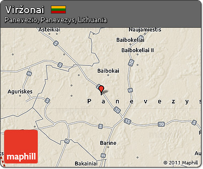 Shaded Relief Map of Viržonai