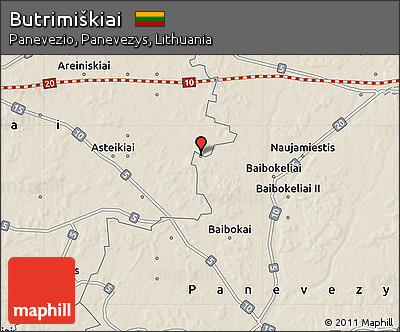 Shaded Relief Map of Butrimiškiai