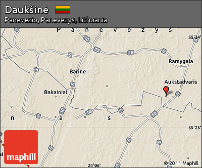 Shaded Relief Map of Daukšinė