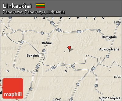 Shaded Relief Map of Linkaučiai