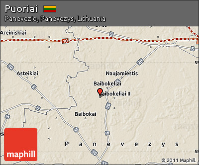 Shaded Relief Map of Puoriai