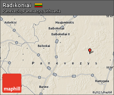 Shaded Relief Map of Radikoniai
