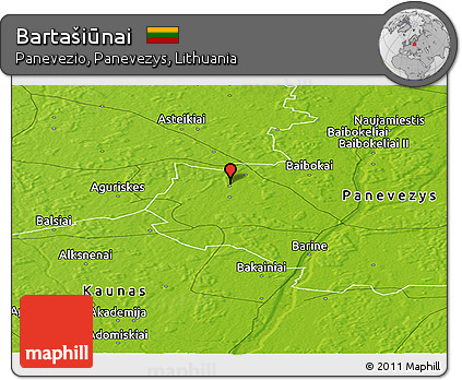 Physical Panoramic Map of Bartašiūnai