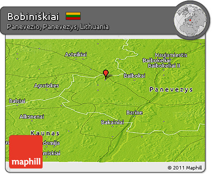 Physical Panoramic Map of Bobiniškiai