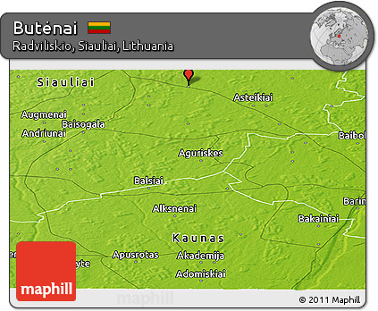 Physical Panoramic Map of Butėnai