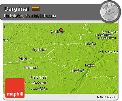 Physical Panoramic Map of Dargėnai