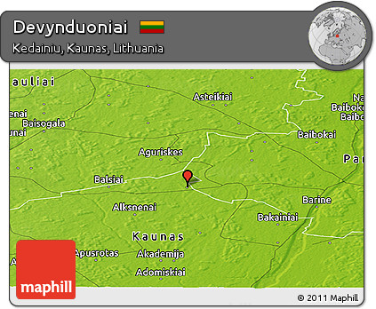 Physical Panoramic Map of Devynduoniai