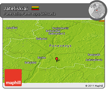 Physical Panoramic Map of Jateliškiai
