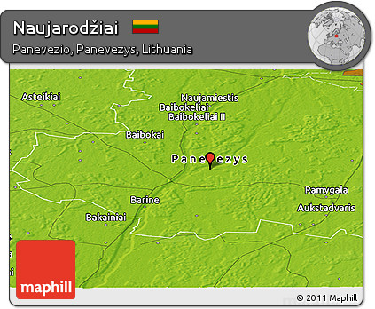 Physical Panoramic Map of Naujarodžiai