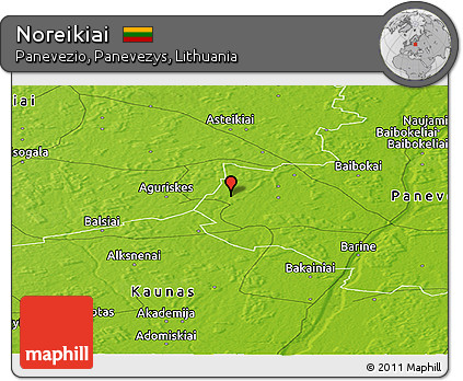 Physical Panoramic Map of Noreikiai