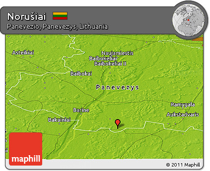 Physical Panoramic Map of Norušiai