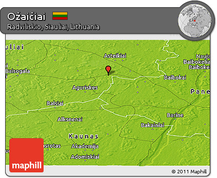 Physical Panoramic Map of Ožaičiai