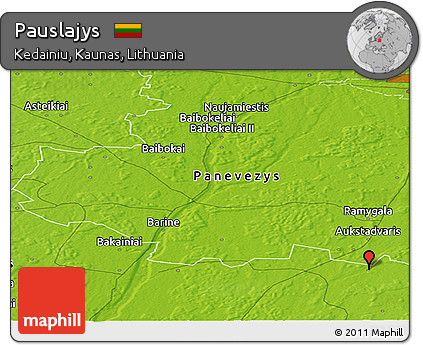 Physical Panoramic Map of Pauslajys