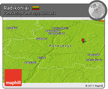 Physical Panoramic Map of Radikoniai