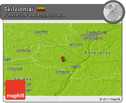 Physical Panoramic Map of Skilvioniai