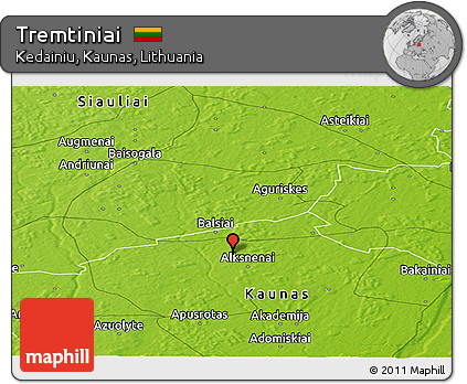 Physical Panoramic Map of Tremtiniai