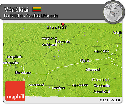 Physical Panoramic Map of Vėriškiai
