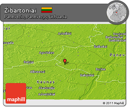 Physical Panoramic Map of Žibartoniai