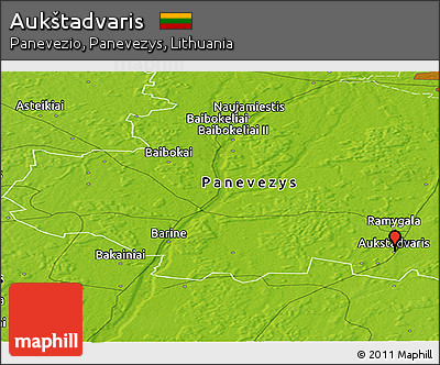 Physical Panoramic Map of Aukštadvaris