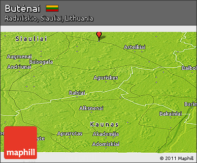 Physical Panoramic Map of Butėnai