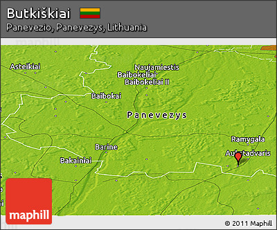 Physical Panoramic Map of Butkiškiai