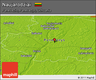 Physical Panoramic Map of Naujarodžiai