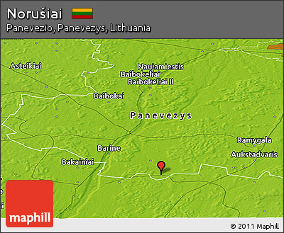 Physical Panoramic Map of Norušiai