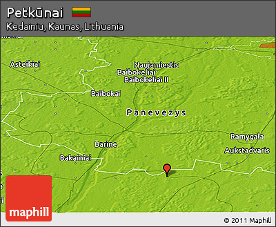 Physical Panoramic Map of Petkūnai