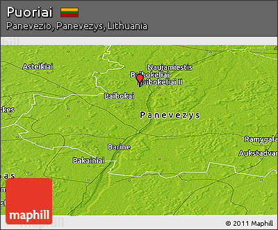 Physical Panoramic Map of Puoriai