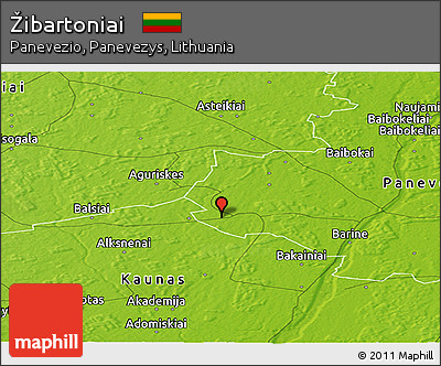 Physical Panoramic Map of Žibartoniai