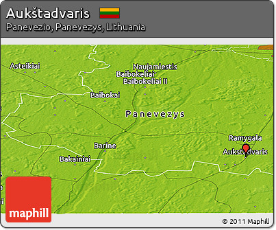 Physical Panoramic Map of Aukštadvaris