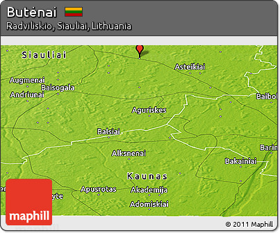 Physical Panoramic Map of Butėnai