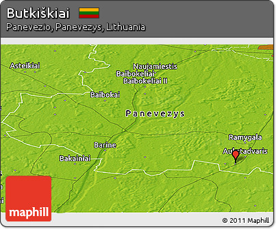 Physical Panoramic Map of Butkiškiai