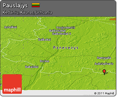 Physical Panoramic Map of Pauslajys