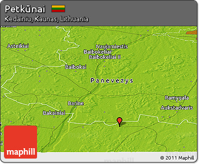 Physical Panoramic Map of Petkūnai