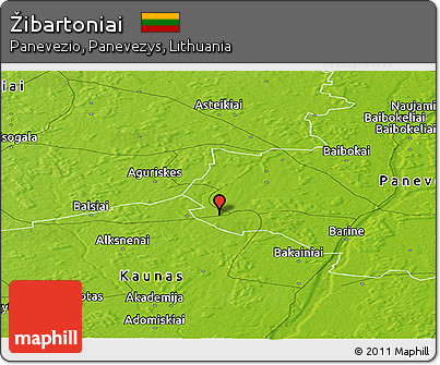 Physical Panoramic Map of Žibartoniai