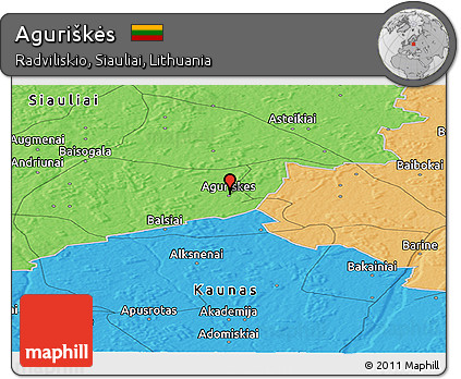 Political Panoramic Map of Aguriškės