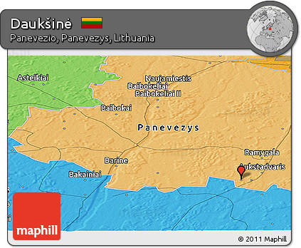 Political Panoramic Map of Daukšinė