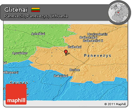 Political Panoramic Map of Glitėnai