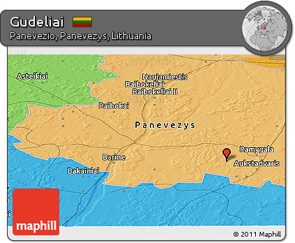 Political Panoramic Map of Gudeliai