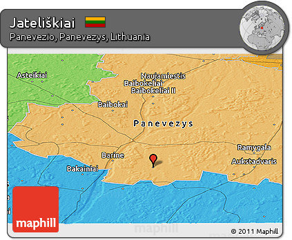 Political Panoramic Map of Jateliškiai