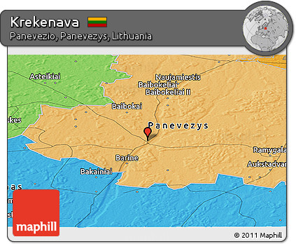 Political Panoramic Map of Krekenava