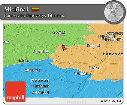 Political Panoramic Map of Miciūnai