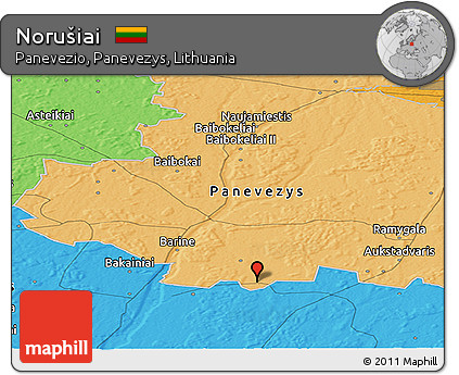 Political Panoramic Map of Norušiai